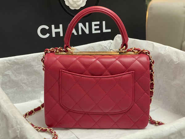 CC TRENDY 20CM PELLE DI AGNELLO ROSSA FERRAMENTA ORO