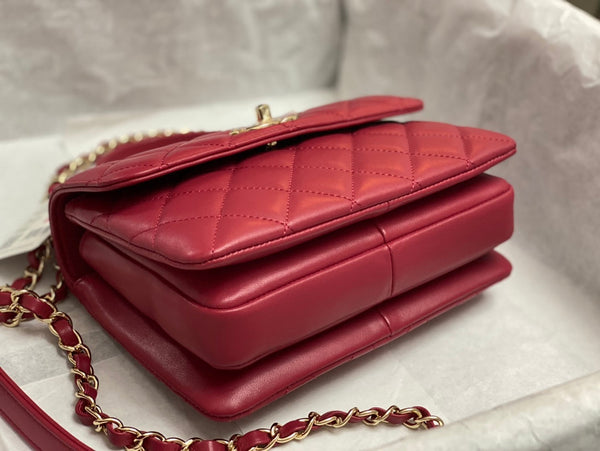 CC TRENDY 20CM PELLE DI AGNELLO ROSSA FERRAMENTA ORO