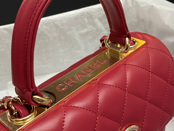CC TRENDY 20CM PELLE DI AGNELLO ROSSA FERRAMENTA ORO