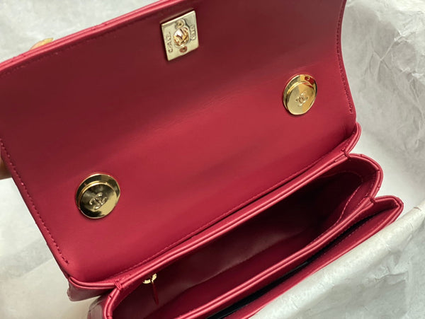 CC TRENDY 20CM PELLE DI AGNELLO ROSSA FERRAMENTA ORO