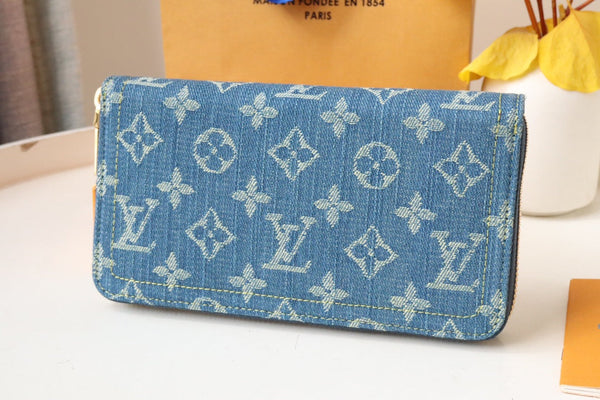 PORTAFOGLIO IN PELLE DENIM MONOGRAM LV LUNGO 19 CM