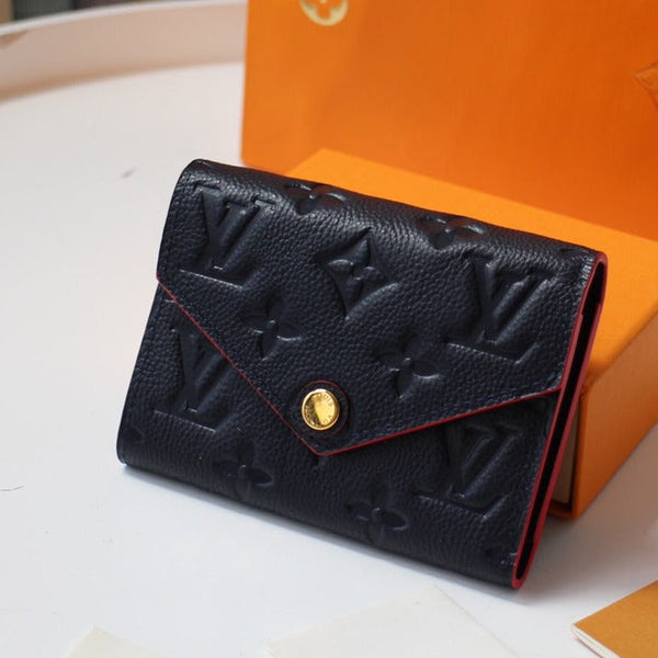 PORTAFOGLIO VICTORINE 12CM NERO ROSSO MONOGRAMMA EMPREINTE IN PELLE