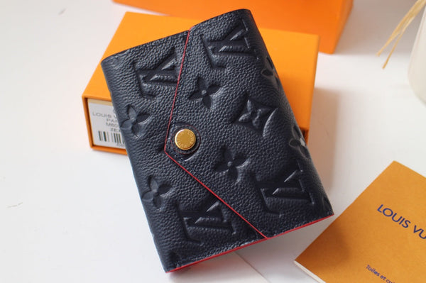PORTAFOGLIO VICTORINE 12CM NERO ROSSO MONOGRAMMA EMPREINTE IN PELLE