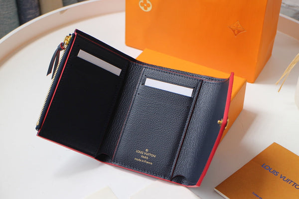 PORTAFOGLIO VICTORINE 12CM NERO ROSSO MONOGRAMMA EMPREINTE IN PELLE