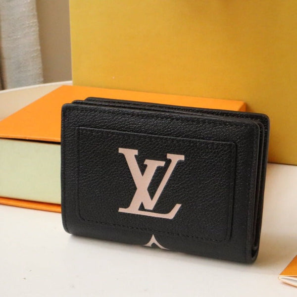 PORTAFOGLIO CLEA 12CM NERO GRANDE IN PELLE CON MONOGRAMMA