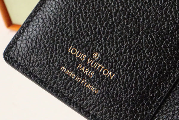 PORTAFOGLIO CLEA 12CM NERO GRANDE IN PELLE CON MONOGRAMMA