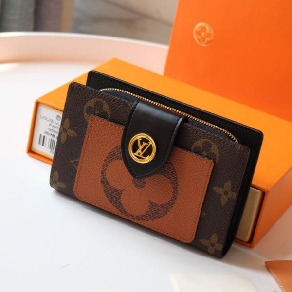 PORTAFOGLIO JULIETTE 13.5 MARRONE ARANCIONE TELA MONOGRAMMA