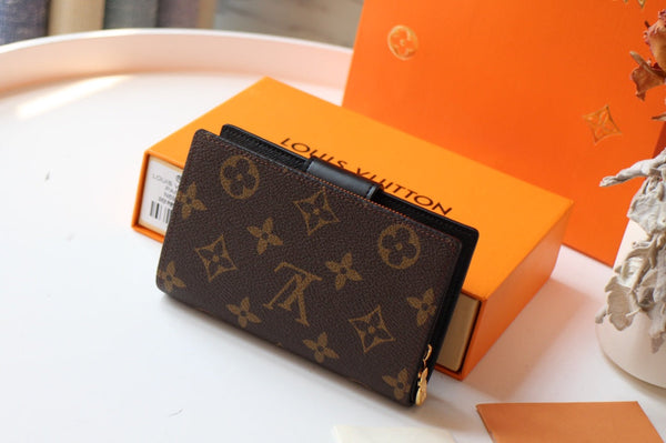 PORTAFOGLIO JULIETTE 13.5 MARRONE ARANCIONE TELA MONOGRAMMA