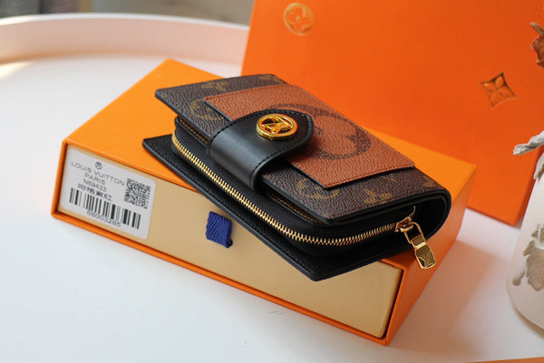 PORTAFOGLIO JULIETTE 13.5 MARRONE ARANCIONE TELA MONOGRAMMA