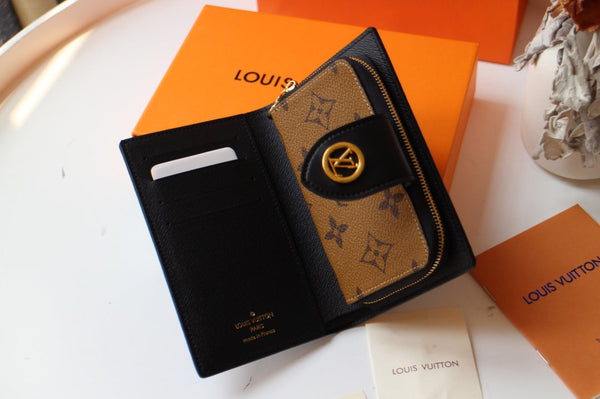 PORTAFOGLIO JULIETTE 13.5 MARRONE ARANCIONE TELA MONOGRAMMA