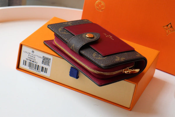 PORTAFOGLIO JULIETTE 13.5 MARRONE ROSSO TELA MONOGRAMMA