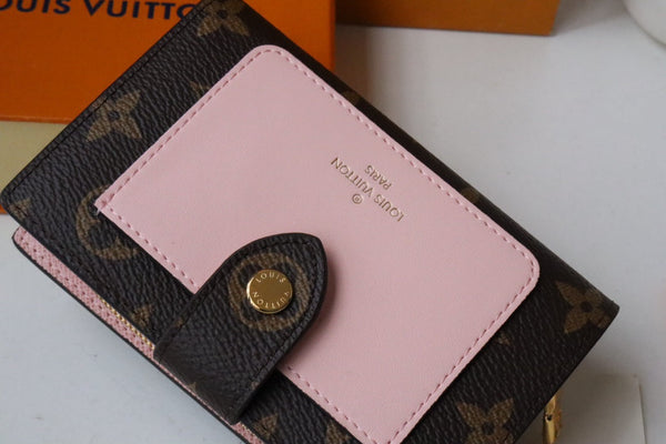 PORTAFOGLIO JULIETTE 13.5 MARRONE ROSA TELA MONOGRAMMA