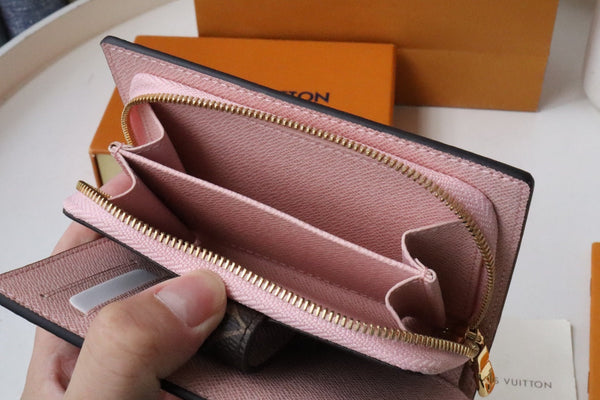 PORTAFOGLIO JULIETTE 13.5 MARRONE ROSA TELA MONOGRAMMA