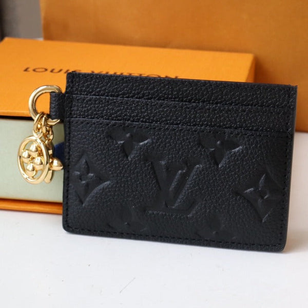 PORTA CARTE CON CIONDOLO IN TELA MONOGRAMMA NERA