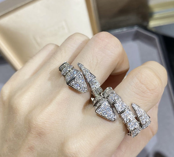 ANELLO SERPENTI GRANDE IN ARGENTO CON PAVE' DI DIAMANTI