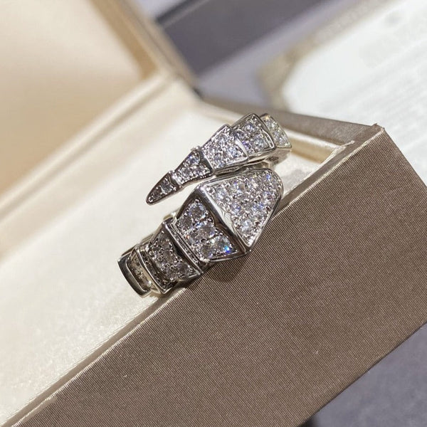 ANELLO SERPENTI GRANDE IN ARGENTO CON PAVE' DI DIAMANTI