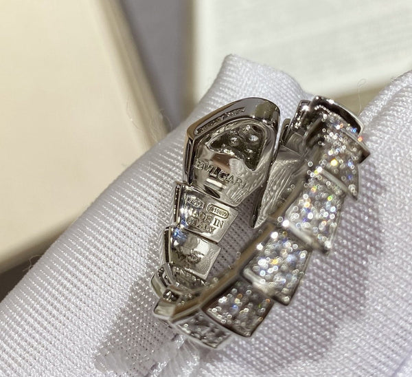 ANELLO SERPENTI GRANDE IN ARGENTO CON PAVE' DI DIAMANTI