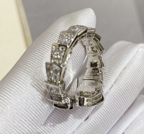 ANELLO SERPENTI GRANDE IN ARGENTO CON PAVE' DI DIAMANTI