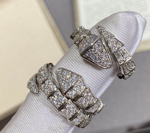 ANELLO SERPENTI GRANDE IN ARGENTO CON PAVE' DI DIAMANTI