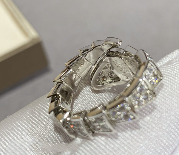 ANELLO SERPENTI GRANDE IN ARGENTO CON PAVE' DI DIAMANTI