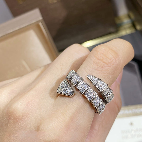 ANELLO DOPPIO SERPENTI ARGENTO CON PAVE' DIAMANTI