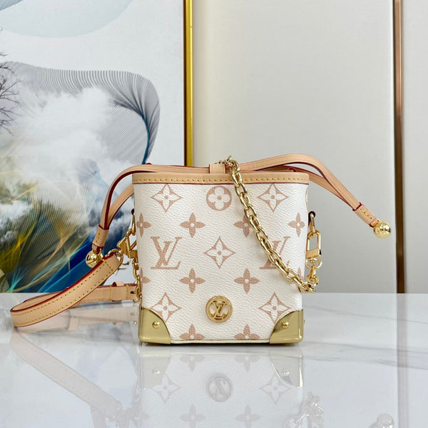 NOE BORSA 11.5 NANO CHARM CREMA ROSA TELA MONOGRAMMA 