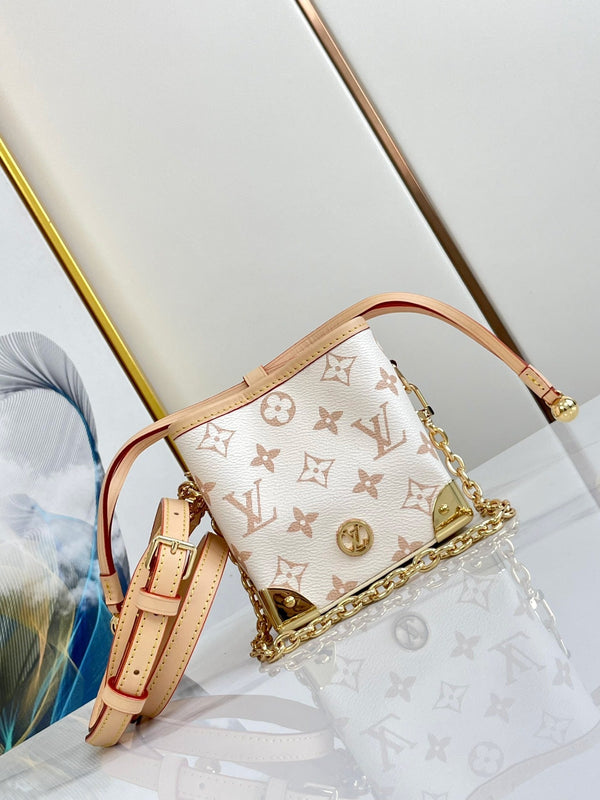 NOE BORSA 11.5 NANO CHARM CREMA ROSA TELA MONOGRAMMA 