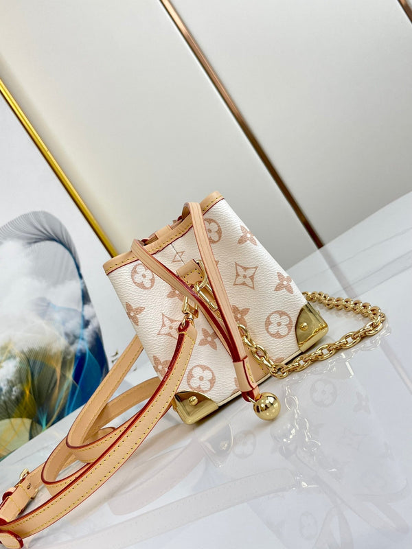 NOE BORSA 11.5 NANO CHARM CREMA ROSA TELA MONOGRAMMA 
