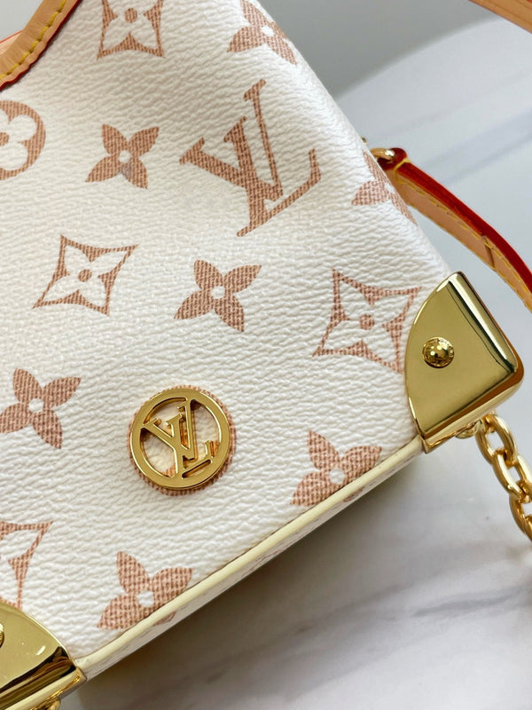 NOE BORSA 11.5 NANO CHARM CREMA ROSA TELA MONOGRAMMA 