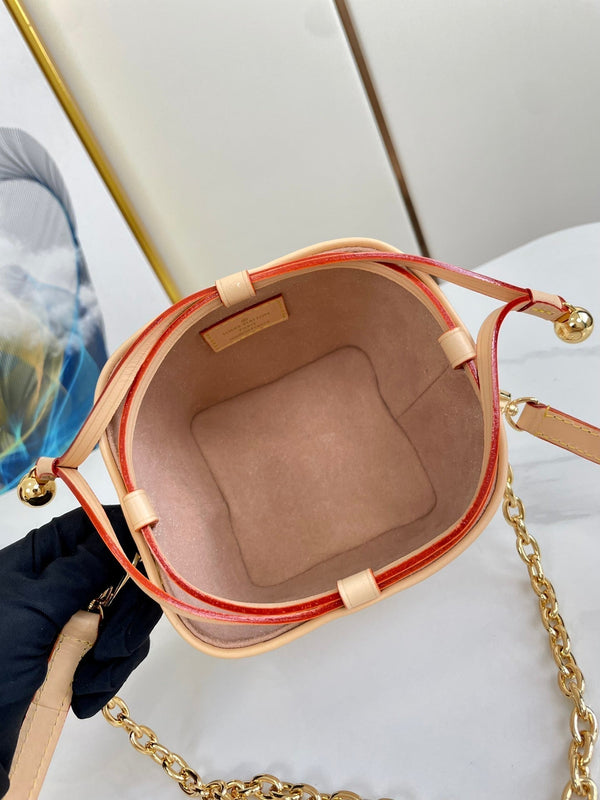 NOE BORSA 11.5 NANO CHARM CREMA ROSA TELA MONOGRAMMA 