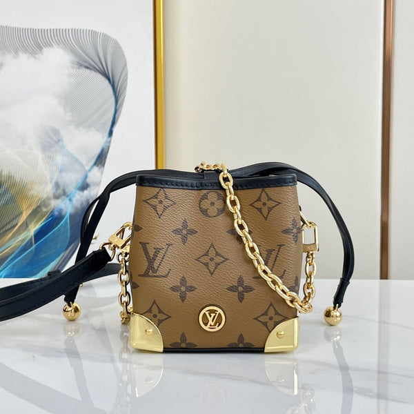 NOE BORSA 11.5 NANO CHARM MARRONE MONOGRAMMA TELA ROVESCIATA 