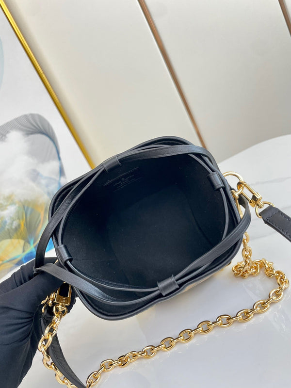NOE BORSA 11.5 NANO CHARM MARRONE MONOGRAMMA TELA ROVESCIATA 