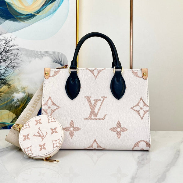 ONTHEGO 25 TELA MONOGRAMMA MARRONE BIANCO 