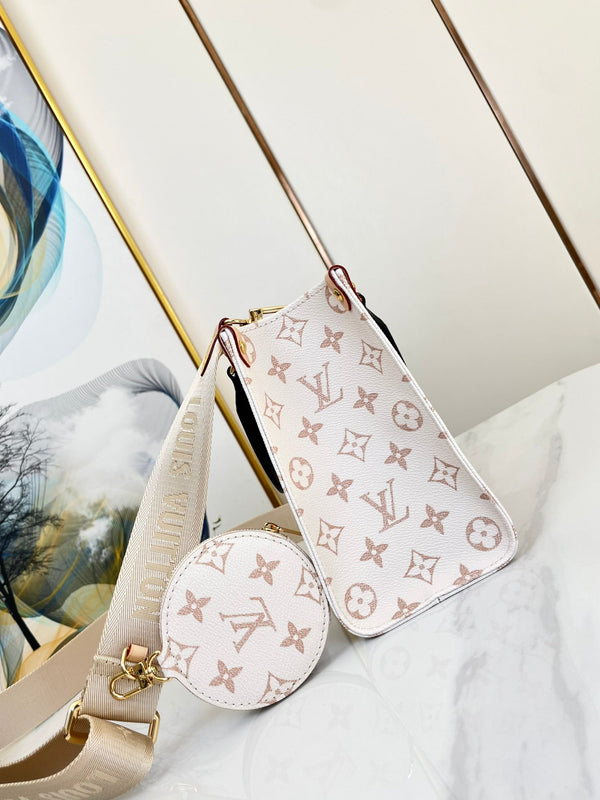ONTHEGO 25 TELA MONOGRAMMA MARRONE BIANCO 