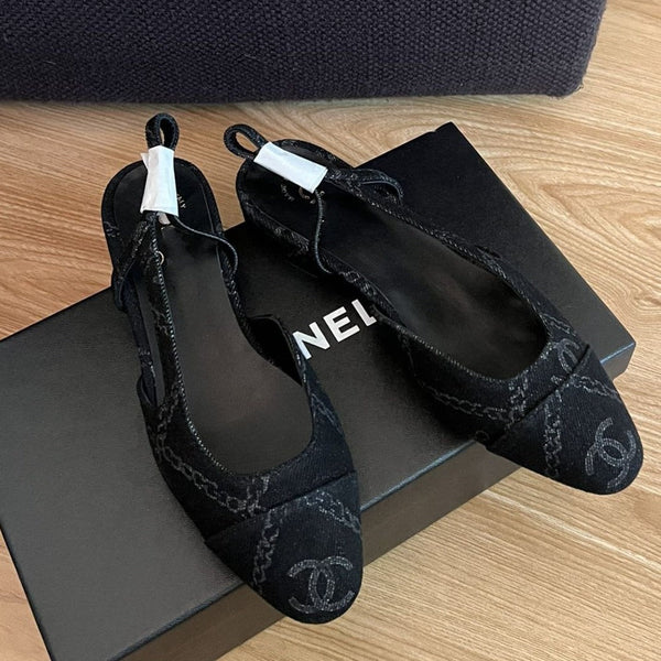 slingback in denim nero