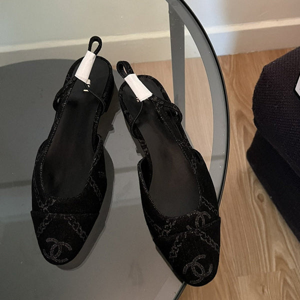 slingback in denim nero
