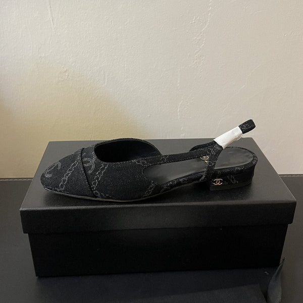 slingback in denim nero