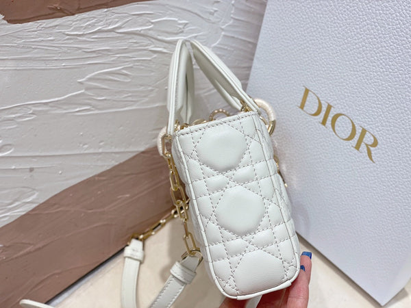 MICRO LADY D-JOY 16.5 PELLE D'AGNELLO BIANCA