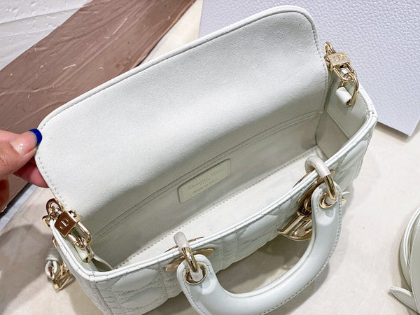 MICRO LADY D-JOY 16.5 PELLE D'AGNELLO BIANCA