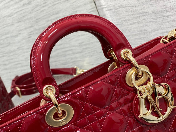 MEDIUM LADY D-JOY 26 VITELLO VERNICIATO ROSSO