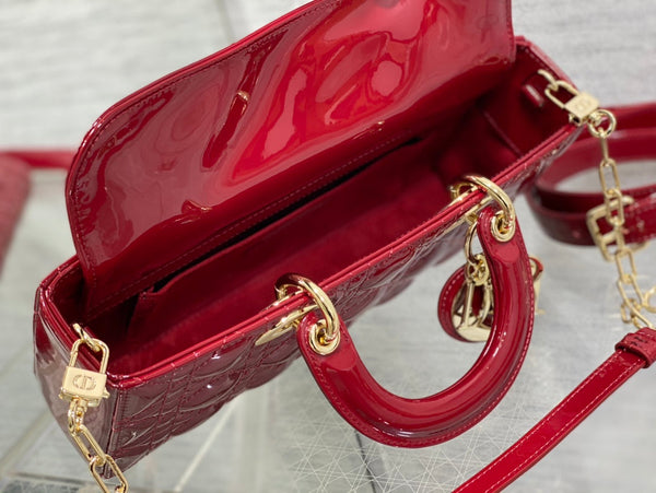 MEDIUM LADY D-JOY 26 VITELLO VERNICIATO ROSSO