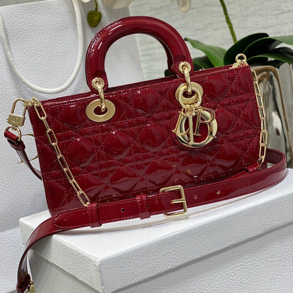 MEDIUM LADY D-JOY 26 VITELLO VERNICIATO ROSSO