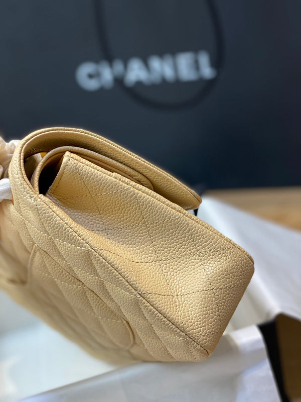 BORSA CON PATTA 25 CM ORO HARDWARE BEIGE CAVIAR 