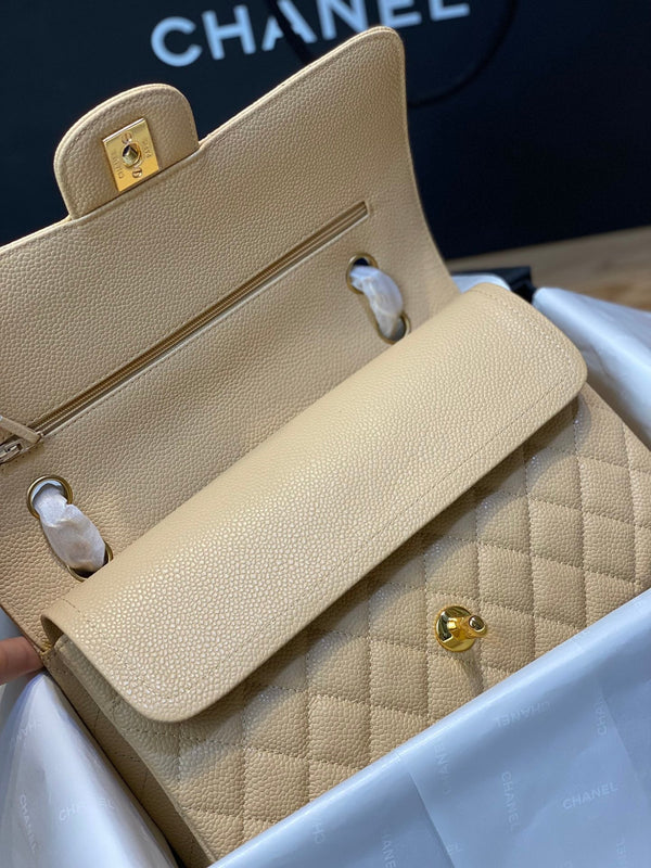 BORSA CON PATTA 25 CM ORO HARDWARE BEIGE CAVIAR 