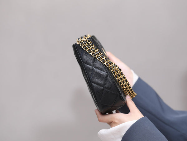 BORSA A TRACOLLA CC HOBO 23 CM NERO CAVIAR GOLD HARDWARE