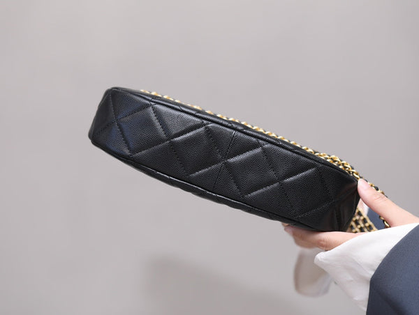 BORSA A TRACOLLA CC HOBO 23 CM NERO CAVIAR GOLD HARDWARE