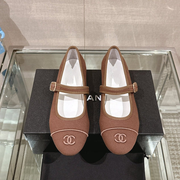 mary jane flat brown corduroy