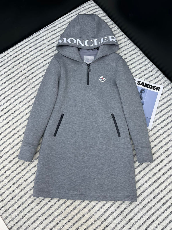 Moncle Hat-Printed Logo-Embellished Dress Gray Viscose 252314