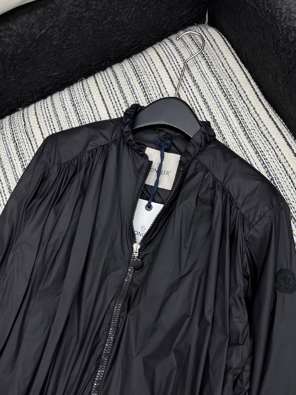 Moncle 25 Stand-Up Collar Double Zip Jacket Black Cotton and Polyester  267979
