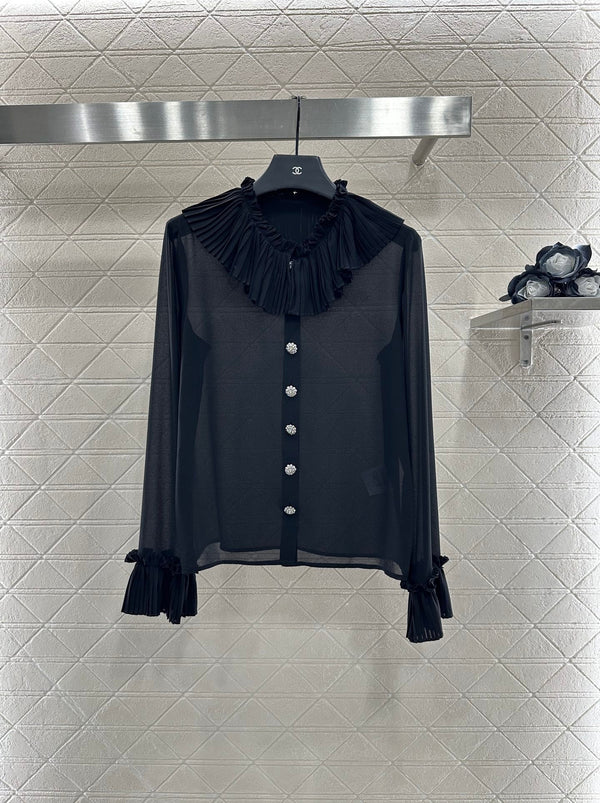 CAMICIA CHANEL IN PIZZO CON VOLANT MOD. 285